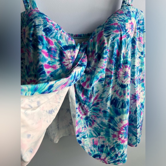 Contours by Coco Reef Clarity Bandeau Bra Sized Tankini Top - Tie-Dye - Picture 2 of 8
